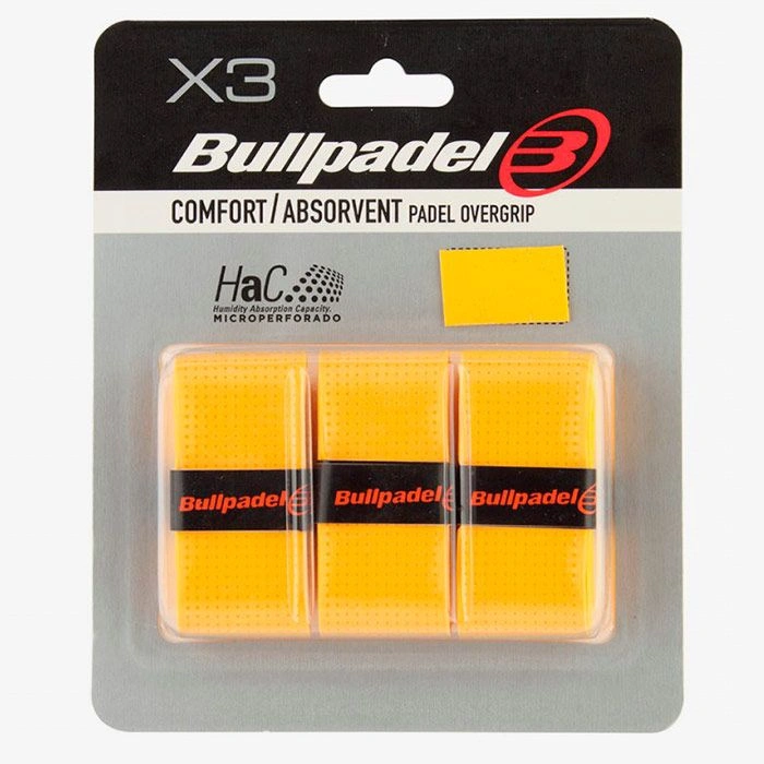 Bullpadel Pack Of 3 Comfort/Absorbent Perforated Mustard Overgrips - Image 1